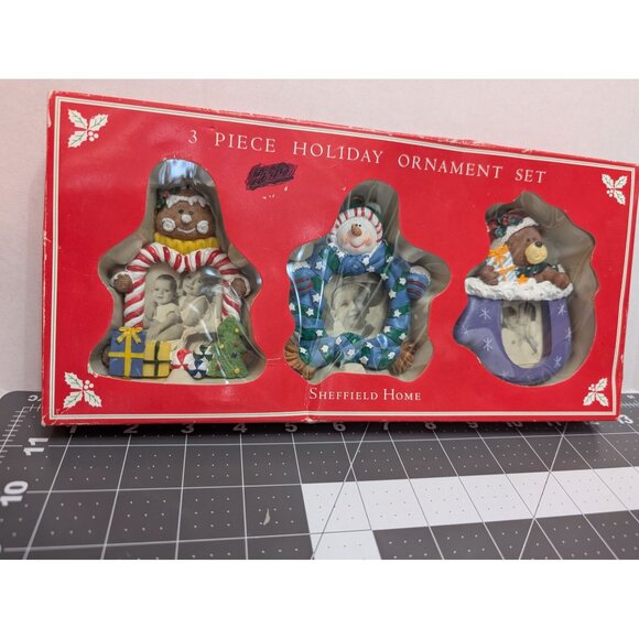Sheffield Home Mini Christmas Frame Ornament Gingerbread Snowman Bear sealed box - Picture 1 of 8